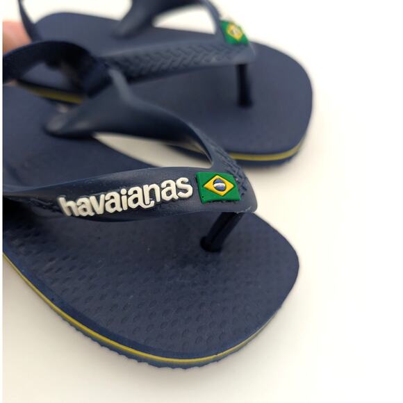 Havaianas Baby Brasil Logo Flip Flop Sandals Dark Blue Kids Size US7C EU23 - Picture 10 of 11